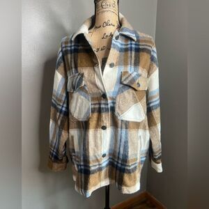 Zara Italian fabric flannel shacket small cozy basic everyday cabincore casual